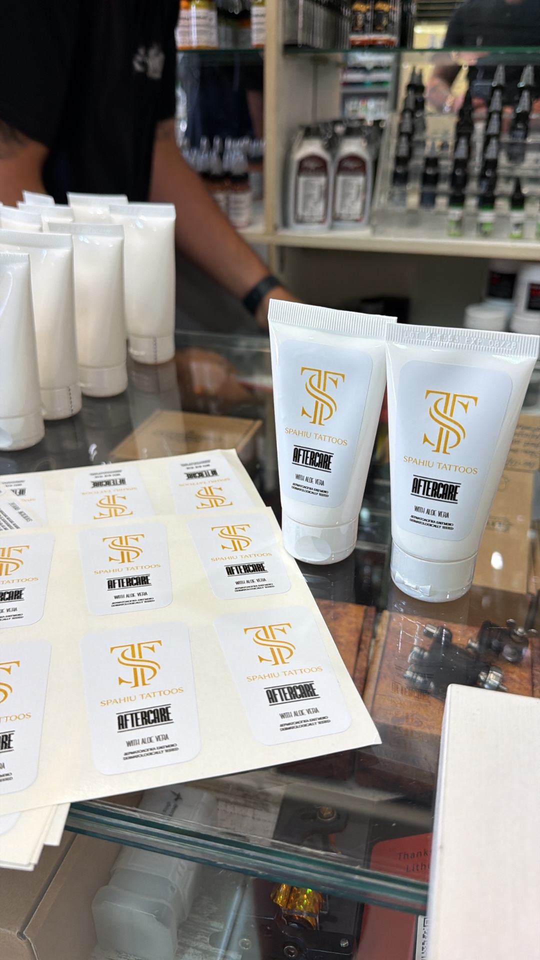 Spahiu Tattoos branded aftercare cream with aloe vera